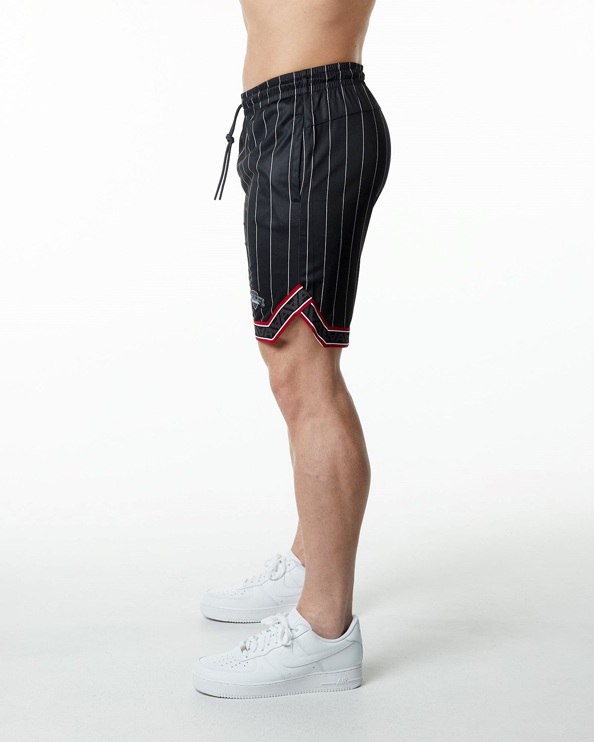 Black Pinstripe Alphalete Jersey Knit Short | CSADPG395