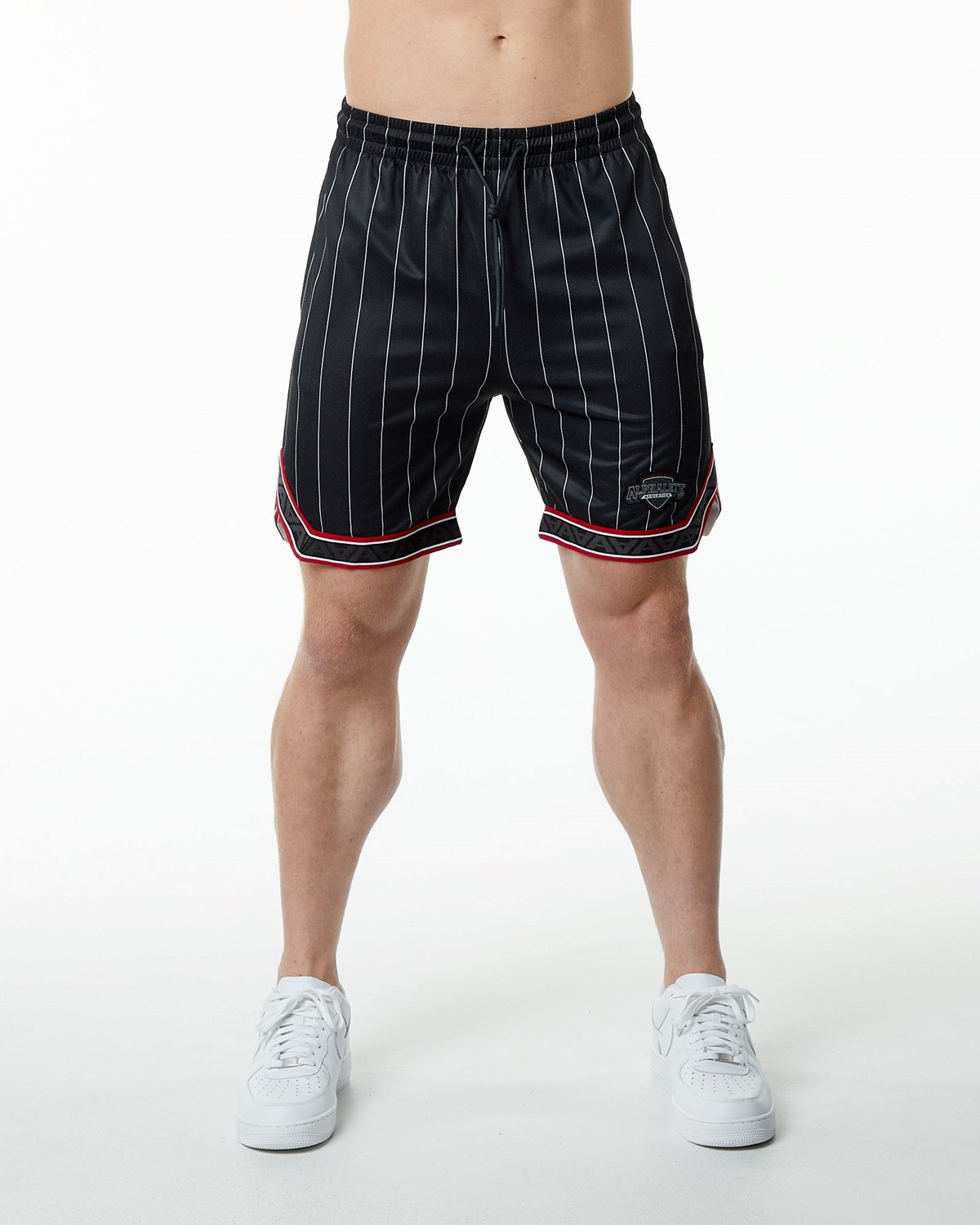 Black Pinstripe Alphalete Jersey Knit Short | CSADPG395