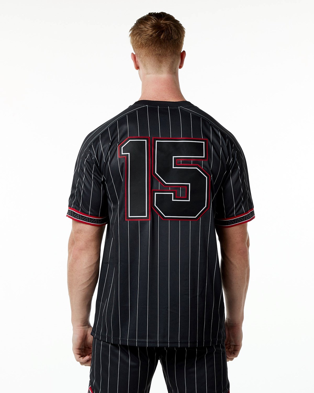 Black Pinstripe Alphalete Oversized Short Sleeve Jersey | PMUJGR892