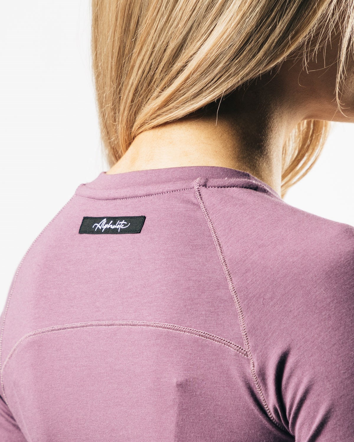 Black Plum Alphalete Cropped Premium Long Sleeve | QADIST491