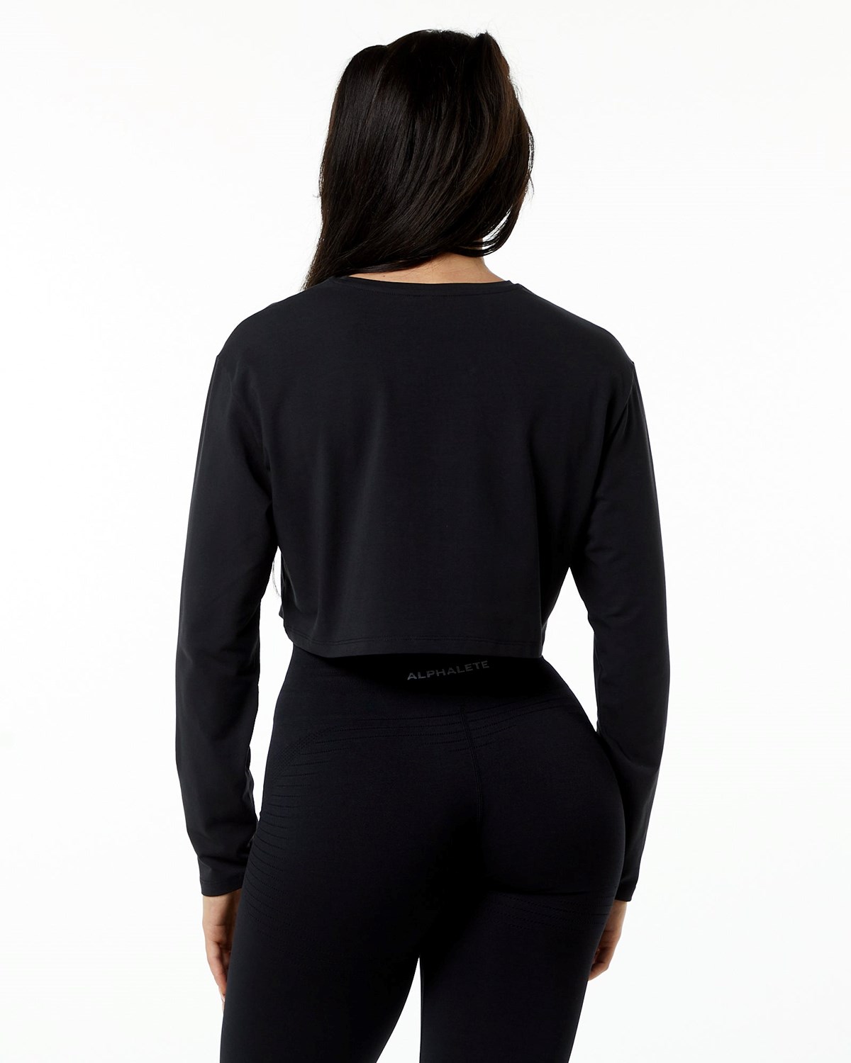 Blackout Alphalete Oversized Performance Long Sleeve Crop | CGNJKV341