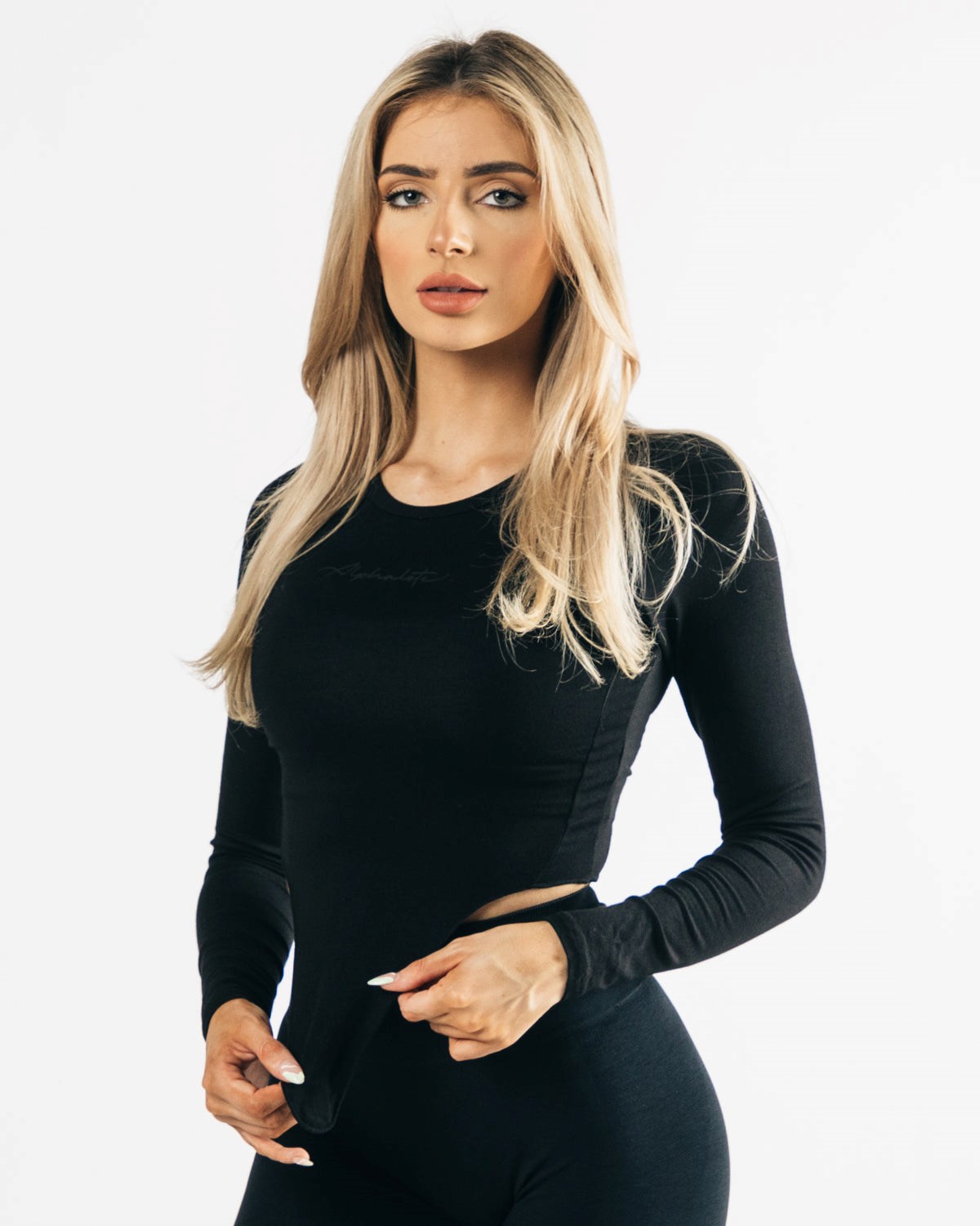 Blackout Alphalete Ultra-Stretch Long Sleeve Tie Top | WBVUQI324