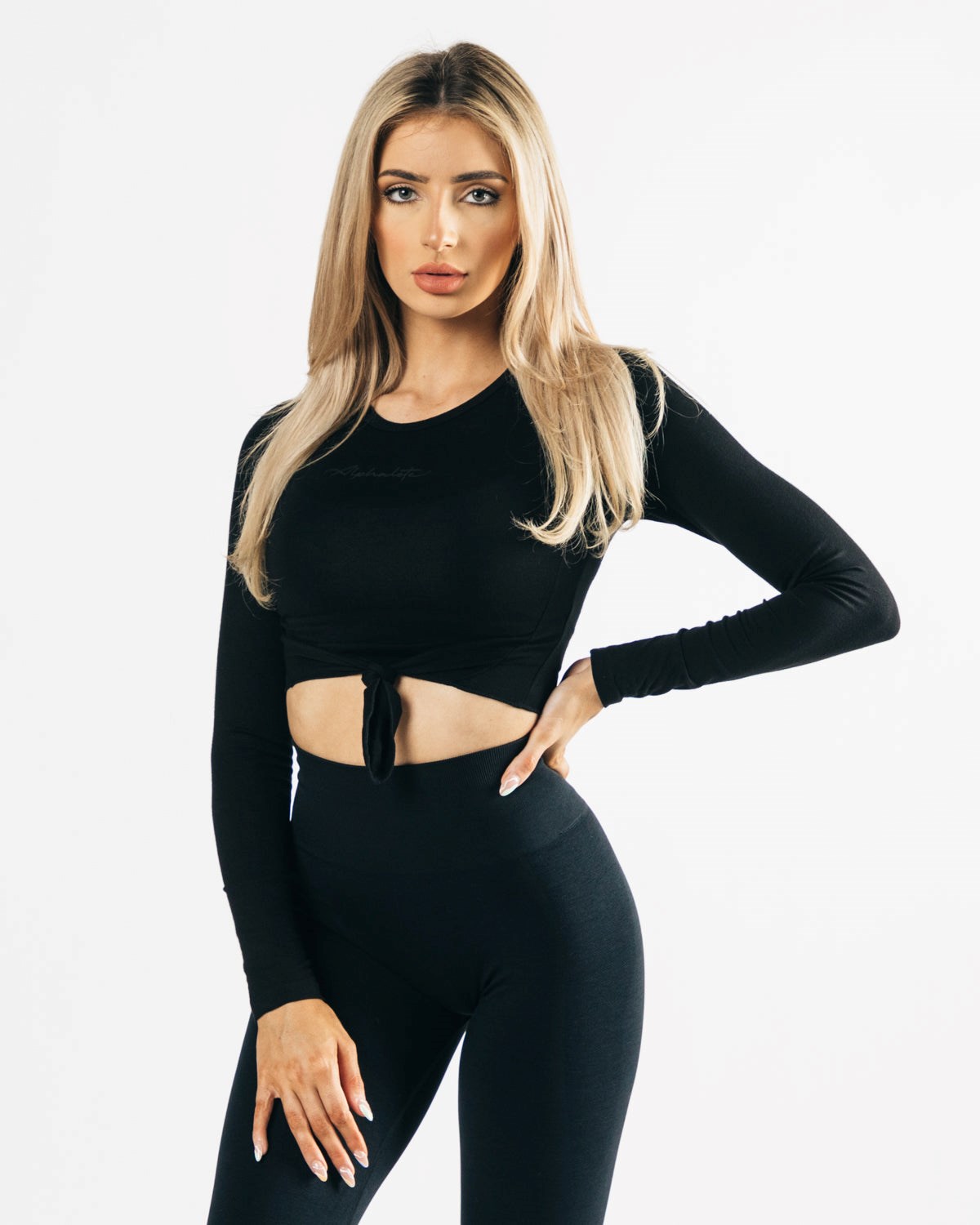 Blackout Alphalete Ultra-Stretch Long Sleeve Tie Top | WBVUQI324