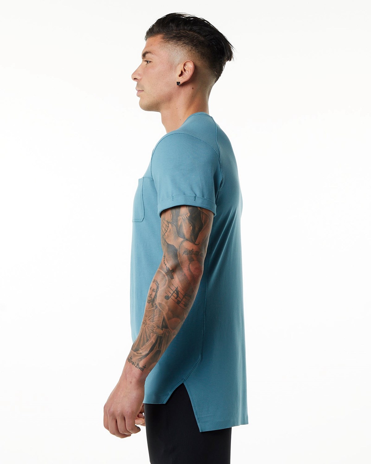 Blue Lagoon Alphalete Premium Short Sleeve Pocket Tee | JXFHML352