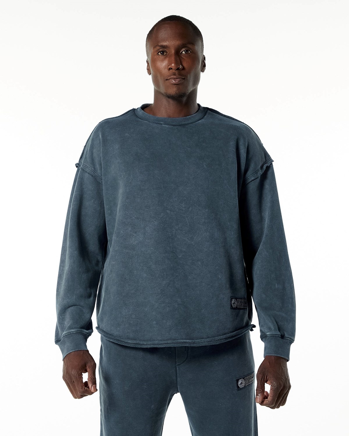 Blue Topaz Alphalete Heavyweight Washed Terry Pullover | TMNWIH231