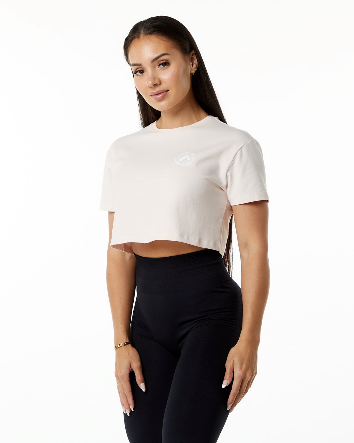 Blush Alphalete Fitted Performance Short Sleeve Crop | MJIQOT910