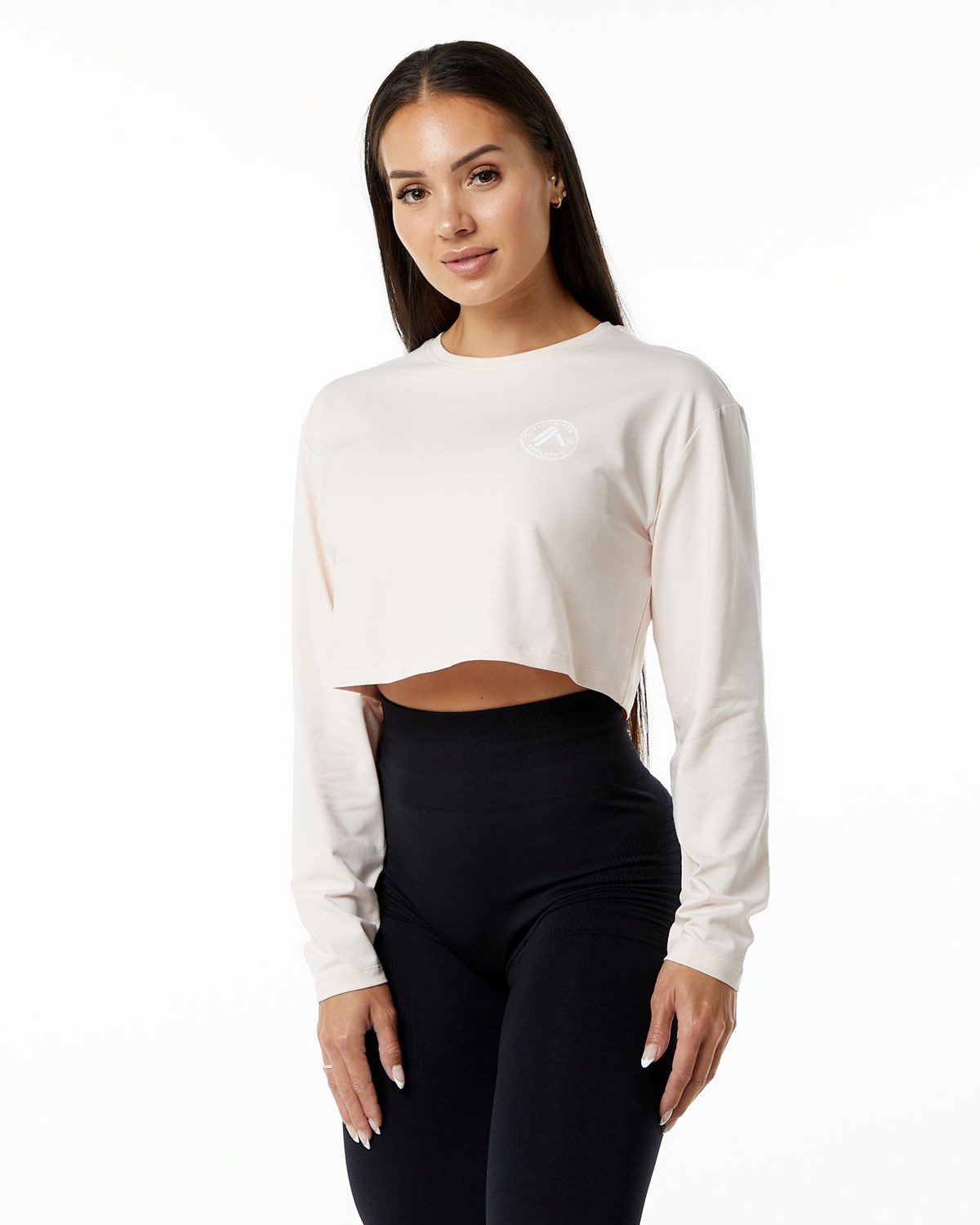 Blush Alphalete Oversized Performance Long Sleeve Crop | KGUZDL748