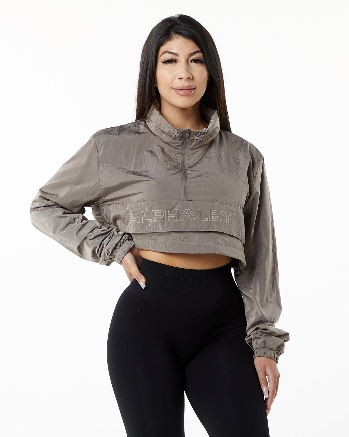 Brown Alphalete All-Purpose Crop Jacket | IBTPYF392