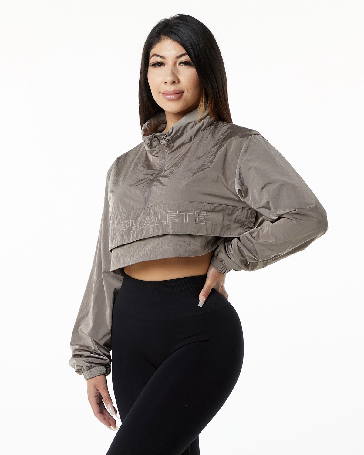 Brown Alphalete All-Purpose Crop Jacket | IBTPYF392