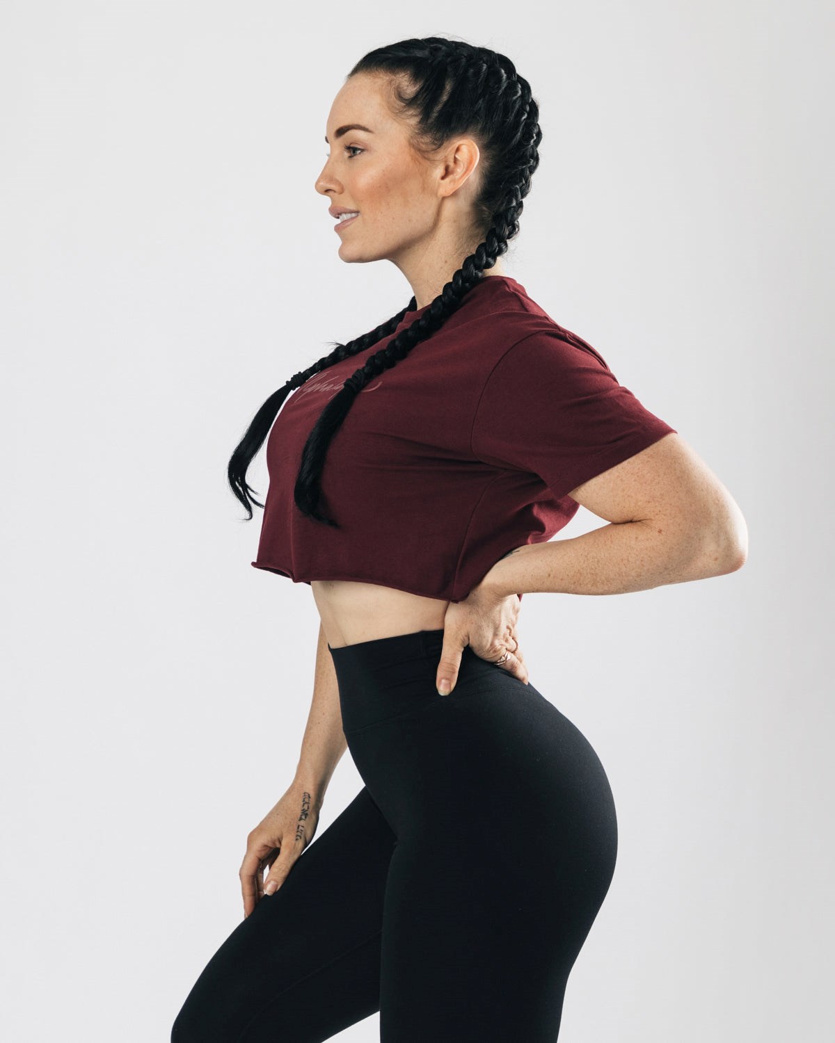 Burgundy Alphalete Oversized Raw-Cut Short Sleeve Crop | ENFBSZ372