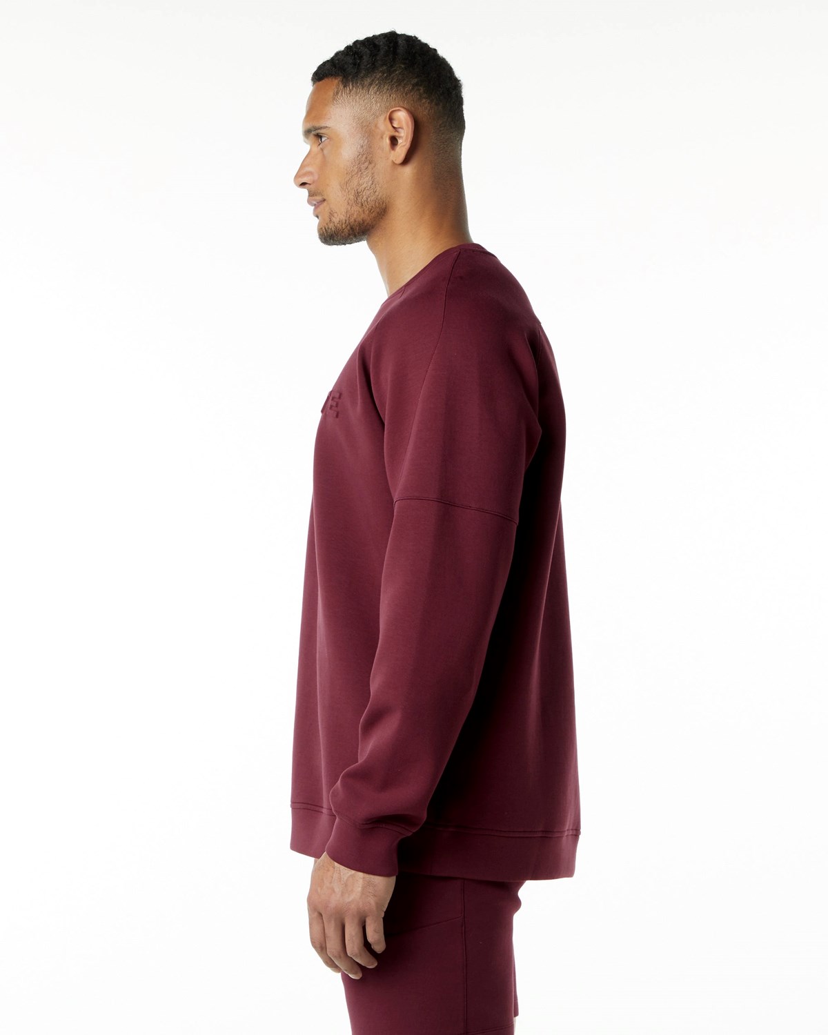 Burgundy Alphalete Relaxed Interlock Knit Pullover | MPANJB952