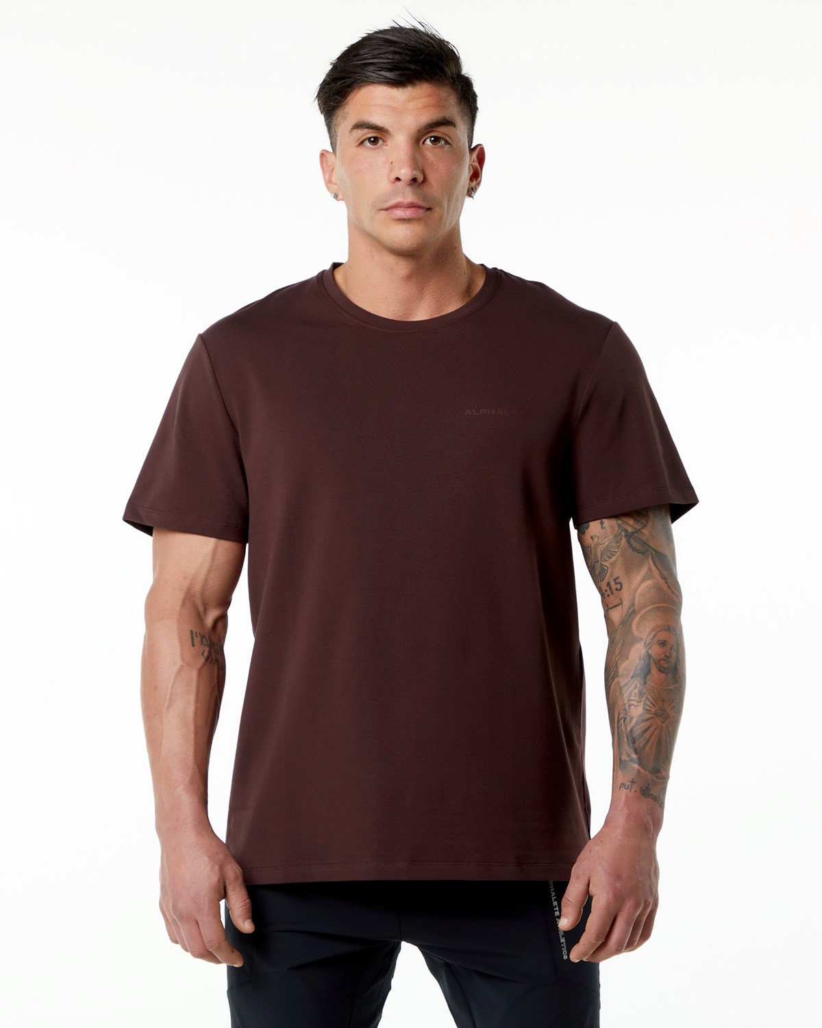 Burgundy Alphalete Set-In Sleeve Tee | JBXYDH619