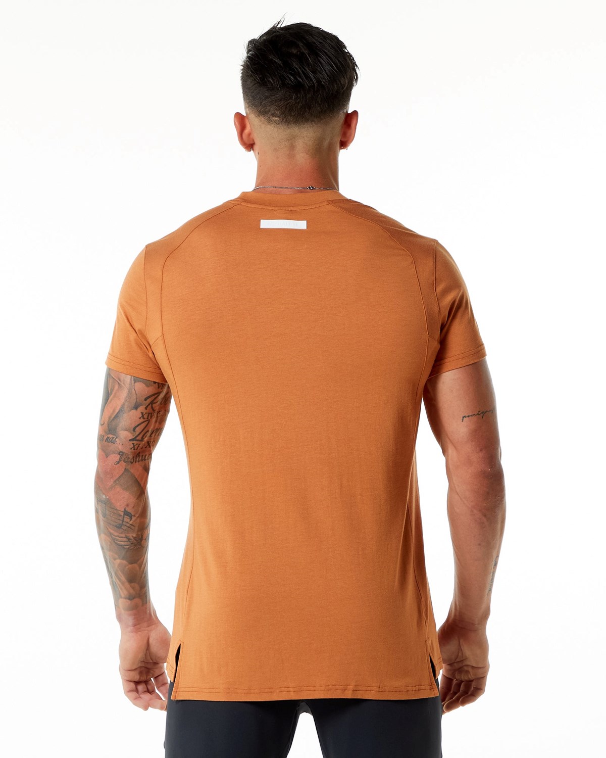 Camel Alphalete High-Neck Premium Short Sleeve Tee | ZIXGTM237