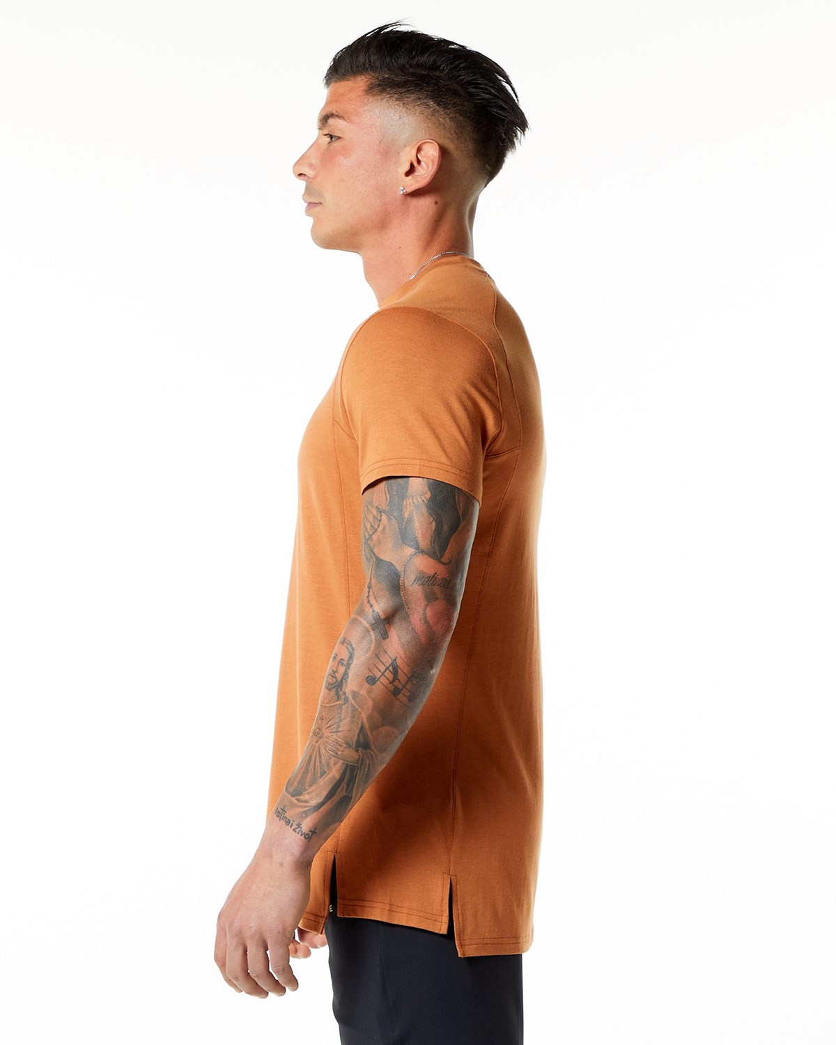 Camel Alphalete High-Neck Premium Short Sleeve Tee | ZIXGTM237