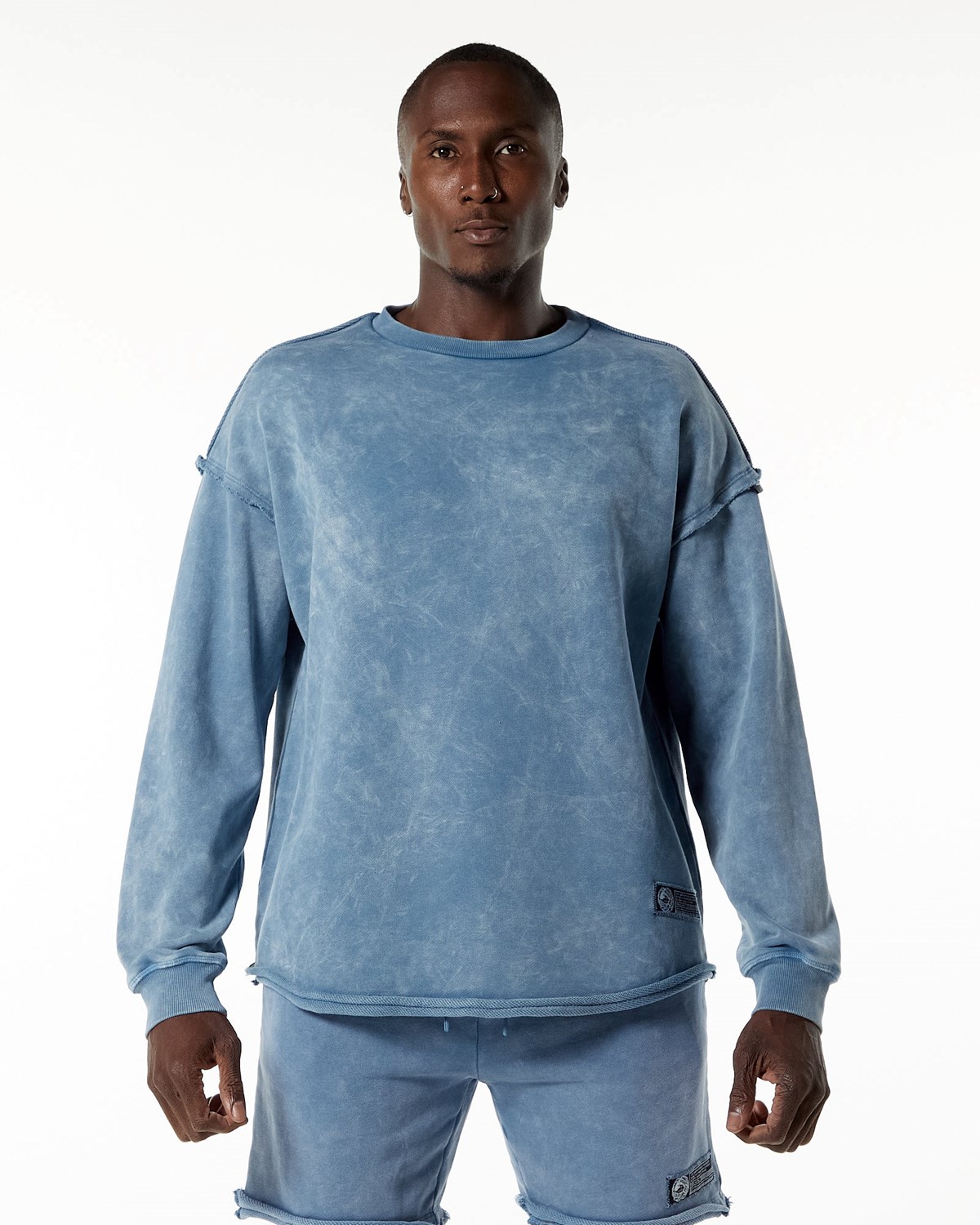 Celestial Blue Alphalete Heavyweight Washed Terry Pullover | PUVZMJ351