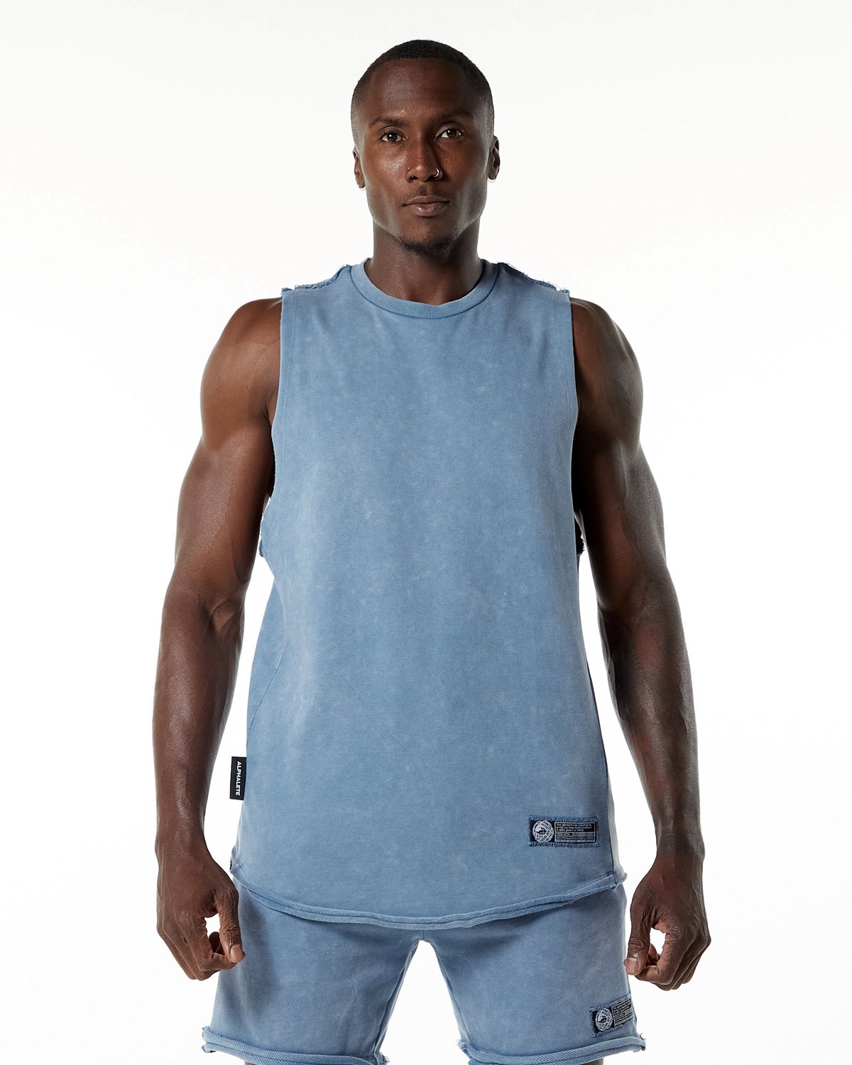 Celestial Blue Alphalete Mid-Weight Washed Terry Cutoff | ARZBHY560