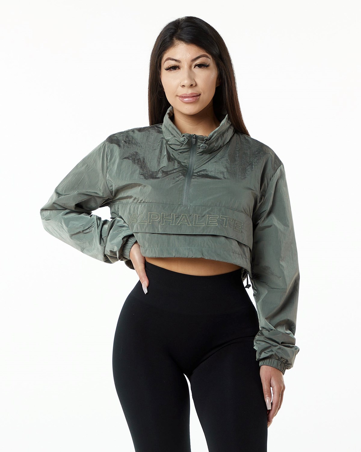 Charcoal Alphalete All-Purpose Crop Jacket | WFQUSL467