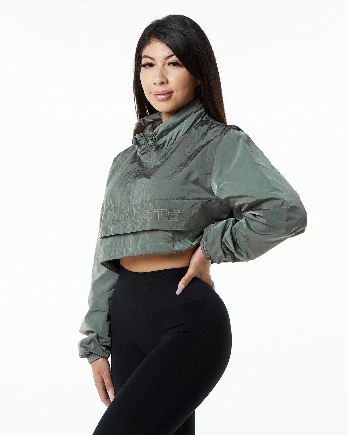 Charcoal Alphalete All-Purpose Crop Jacket | WFQUSL467