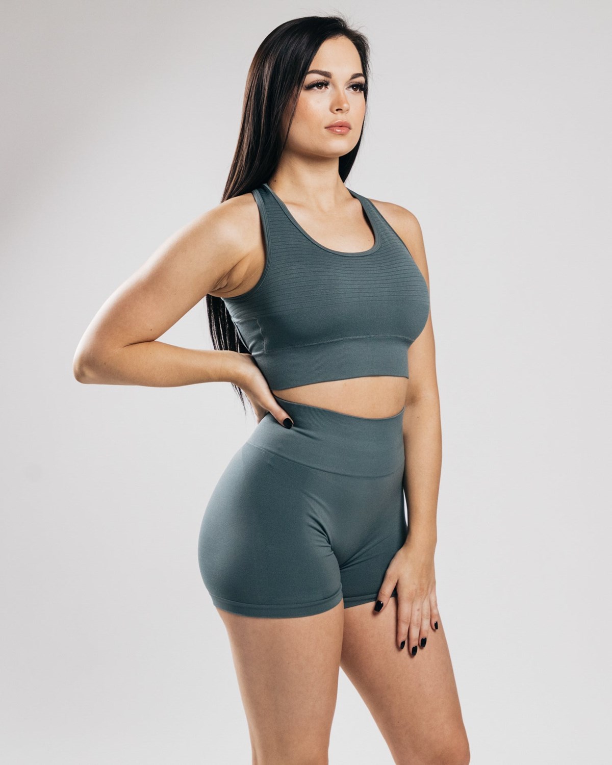 Charcoal Alphalete High-Impact Seamless Sports Bra | PLCEXG678