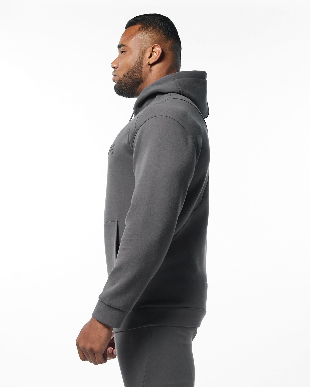 Charcoal Alphalete Interlock Knit Hoodie | PGMQNT849