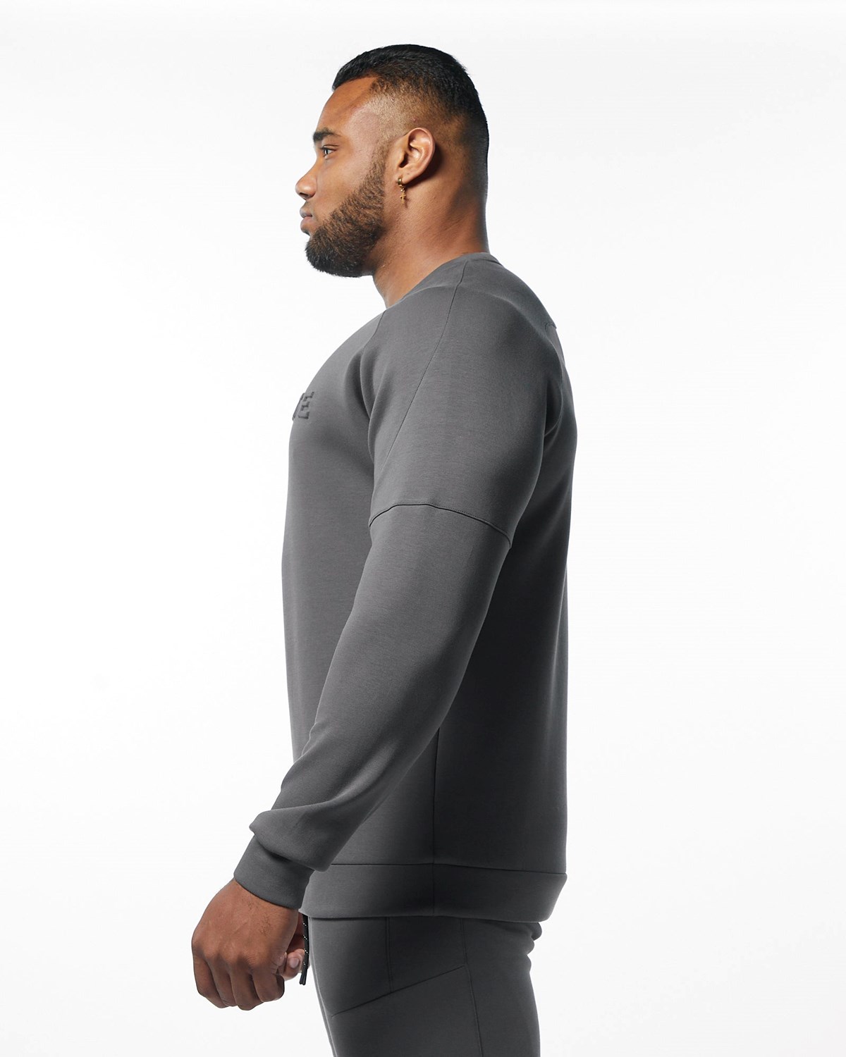 Charcoal Alphalete Interlock Knit Pullover | DBZWVR307