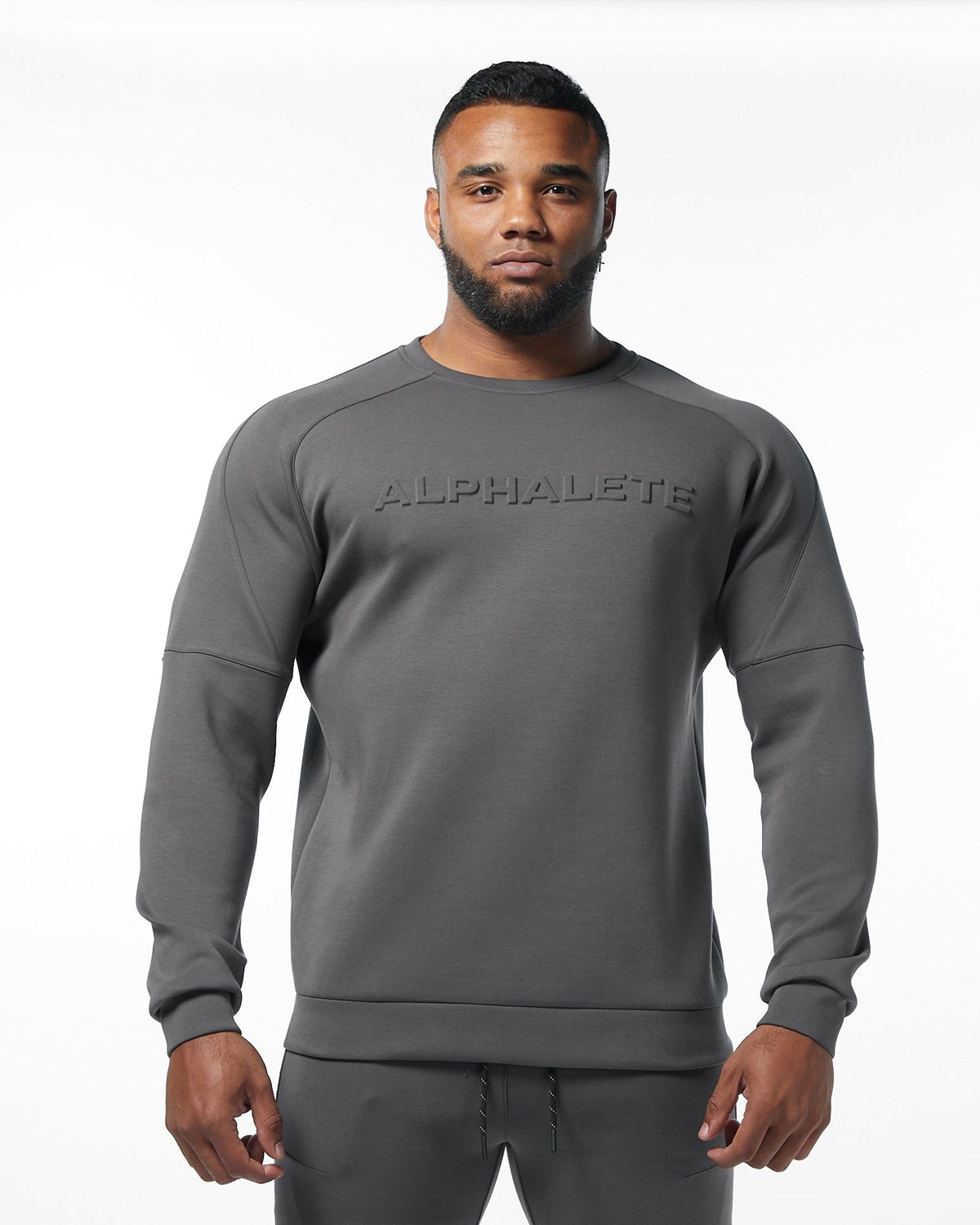 Charcoal Alphalete Interlock Knit Pullover | DBZWVR307