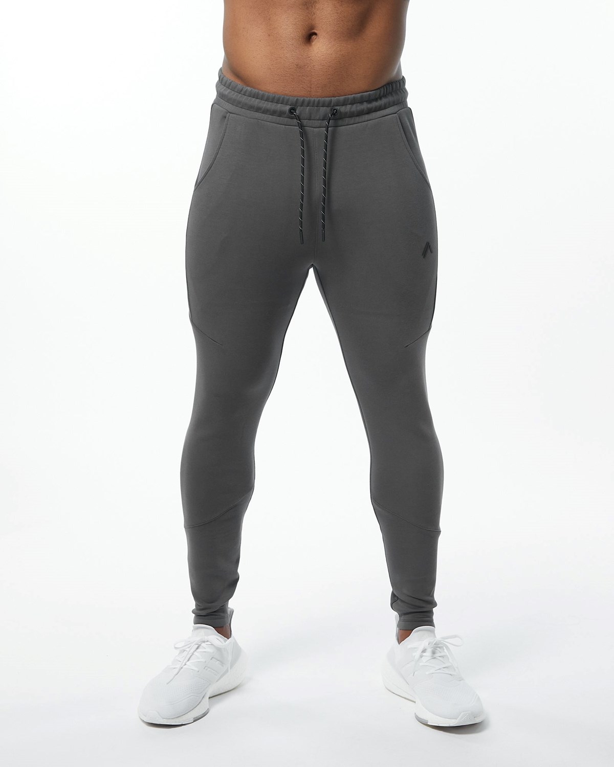 Charcoal Alphalete Interlock Knit Zip Jogger | QSTIPH836