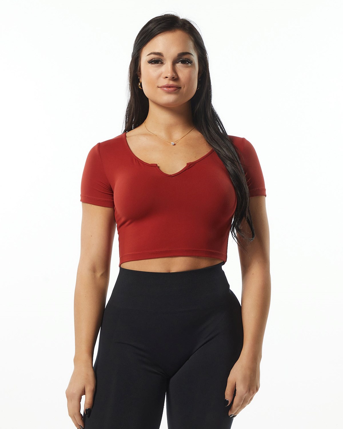 Cherry Alphalete Fitted Tee | AHFKJS671