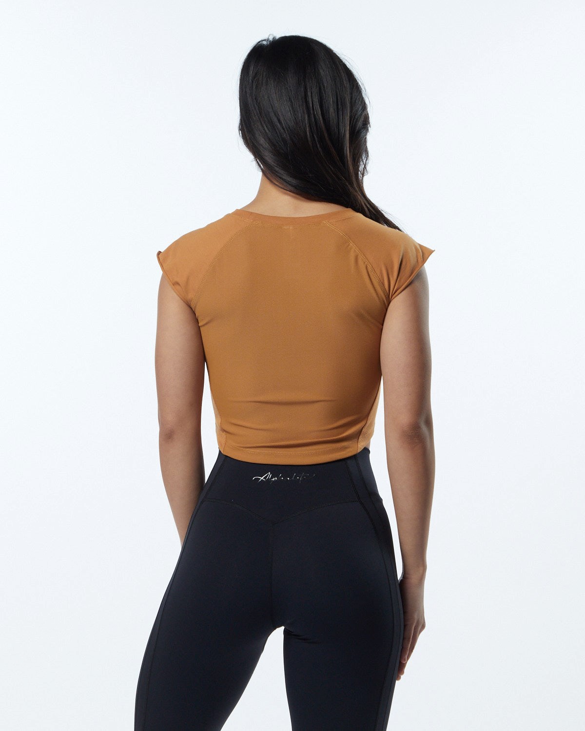 Chestnut Alphalete High Performance Short Sleeve Crop Tee | NDOECR962