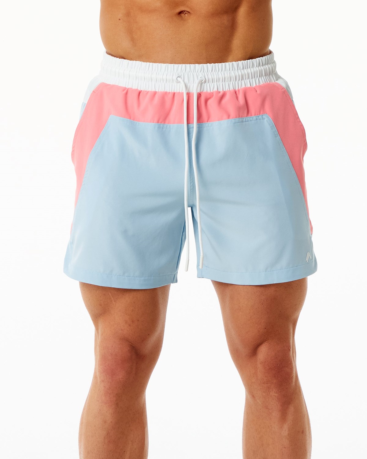 Coral / Light Blue Alphalete Lined Swim Trunk | MVWGYF816