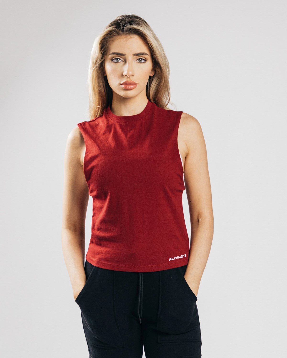 Cranberry Alphalete Heavy Cotton Cutoff | LCQHFX064