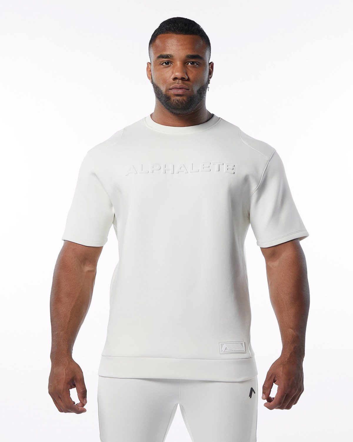 Cream Alphalete Interlock Knit Pullover | JDBTIU071