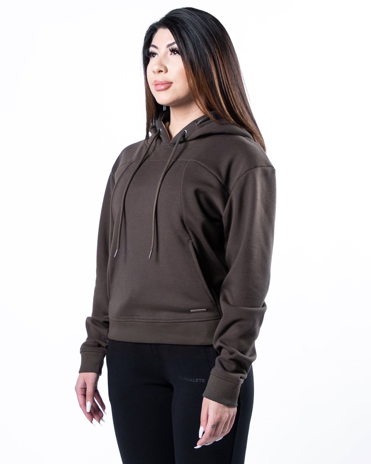 Dark Brown Alphalete Luxury Velvet Lined Hoodie | VOPHJL758