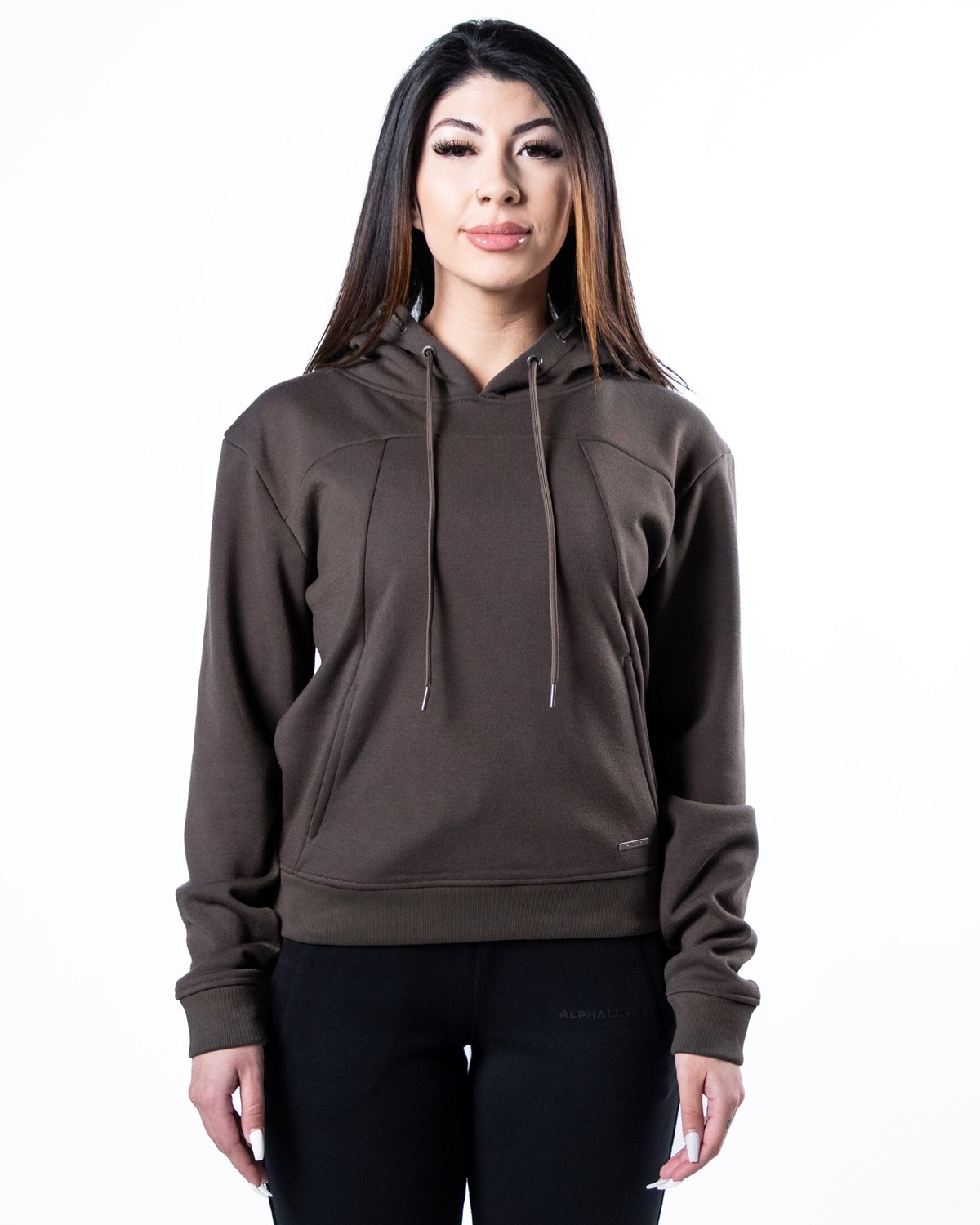 Dark Brown Alphalete Luxury Velvet Lined Hoodie | VOPHJL758