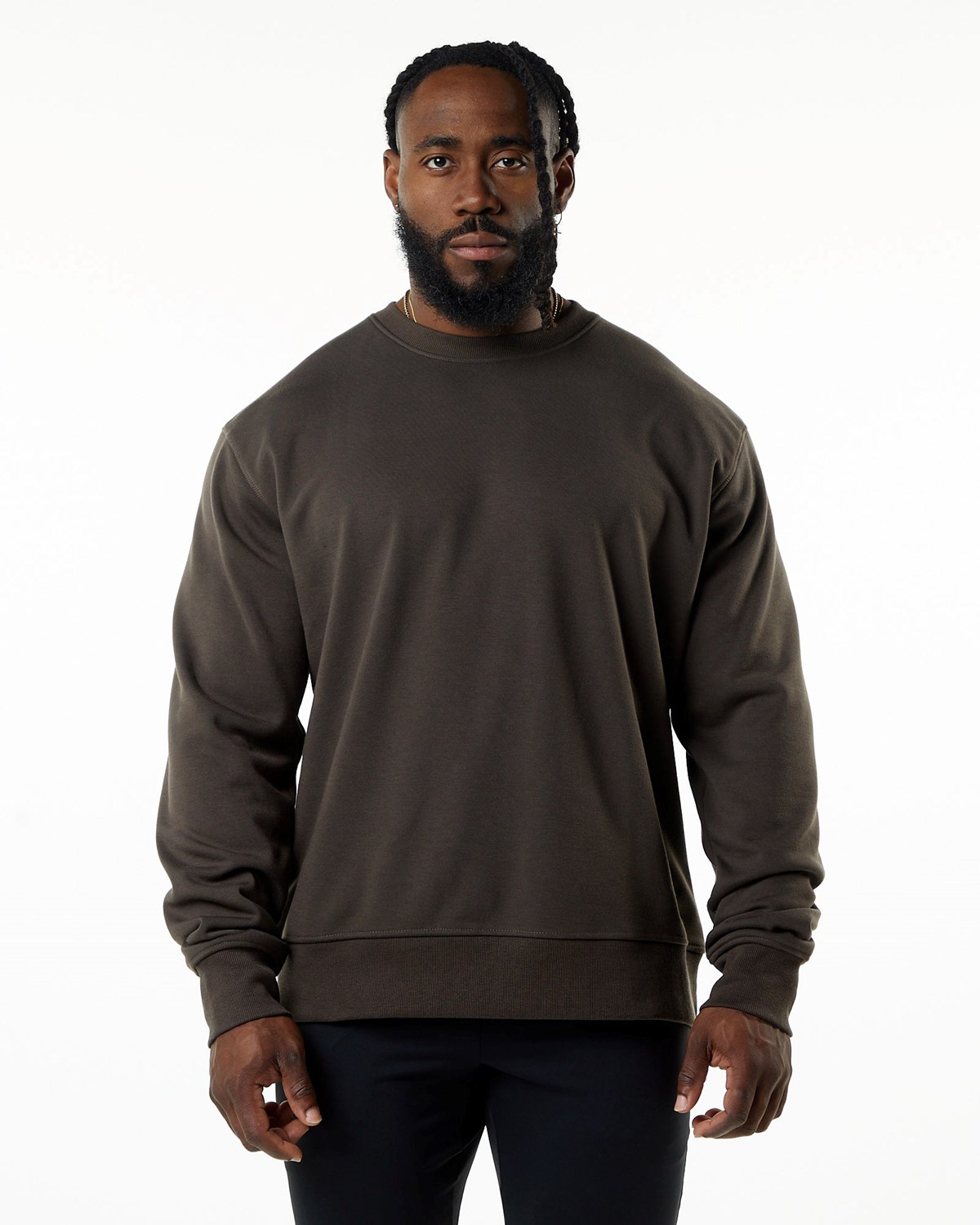 Dark Brown Alphalete Luxury Velvet Lined Sweater | VPGSDK683