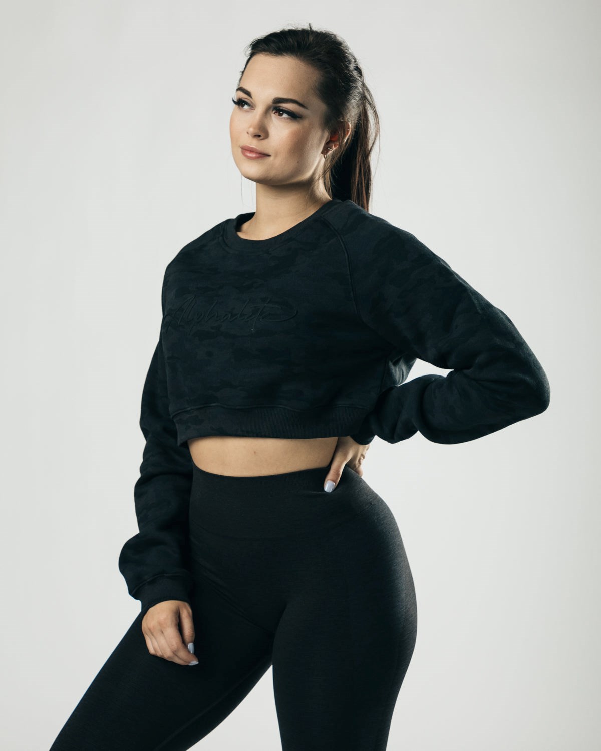 Darkest Hour Alphalete Oversized Fleece Cropped Sweater | DXFWUM705