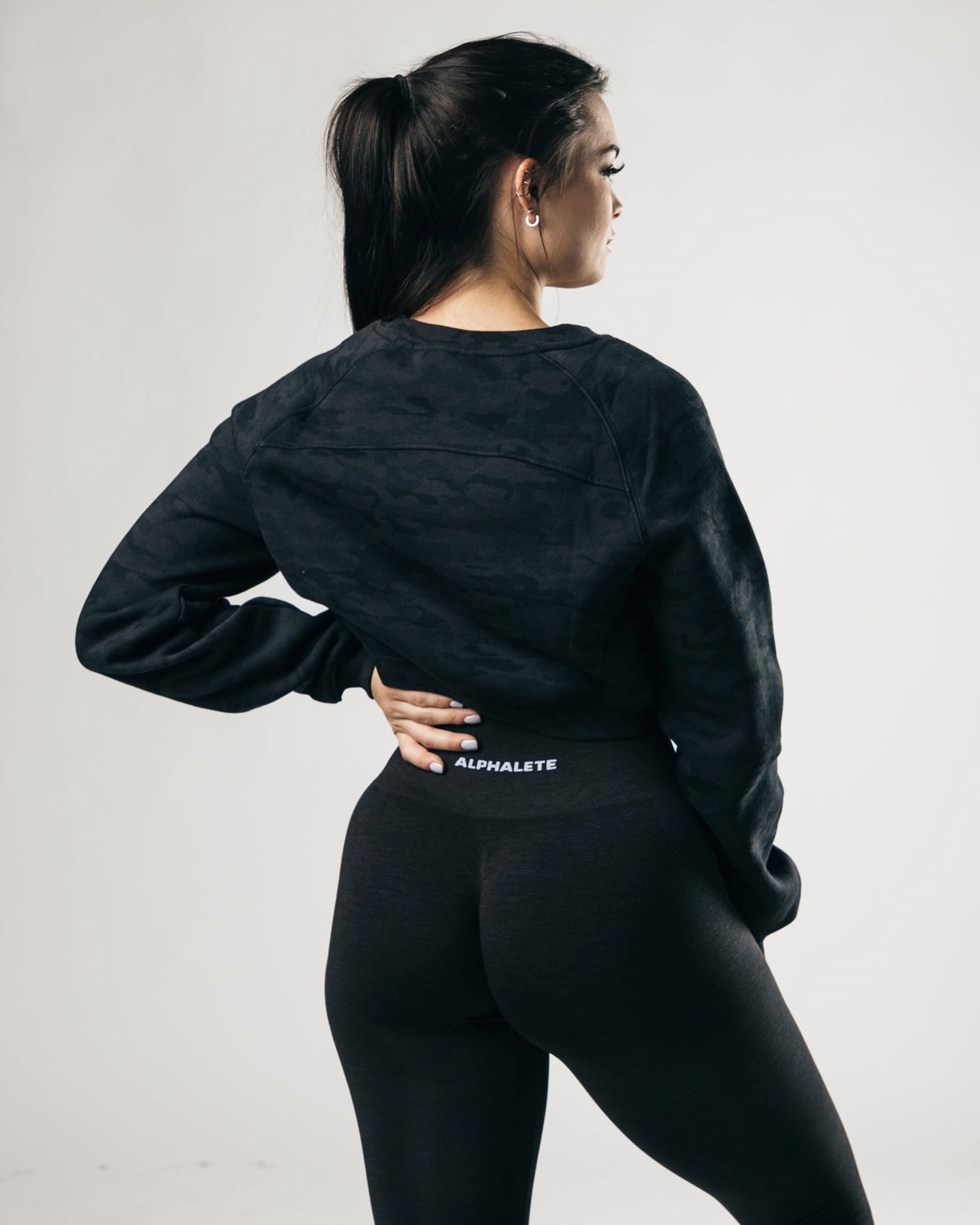 Darkest Hour Alphalete Oversized Fleece Cropped Sweater | DXFWUM705