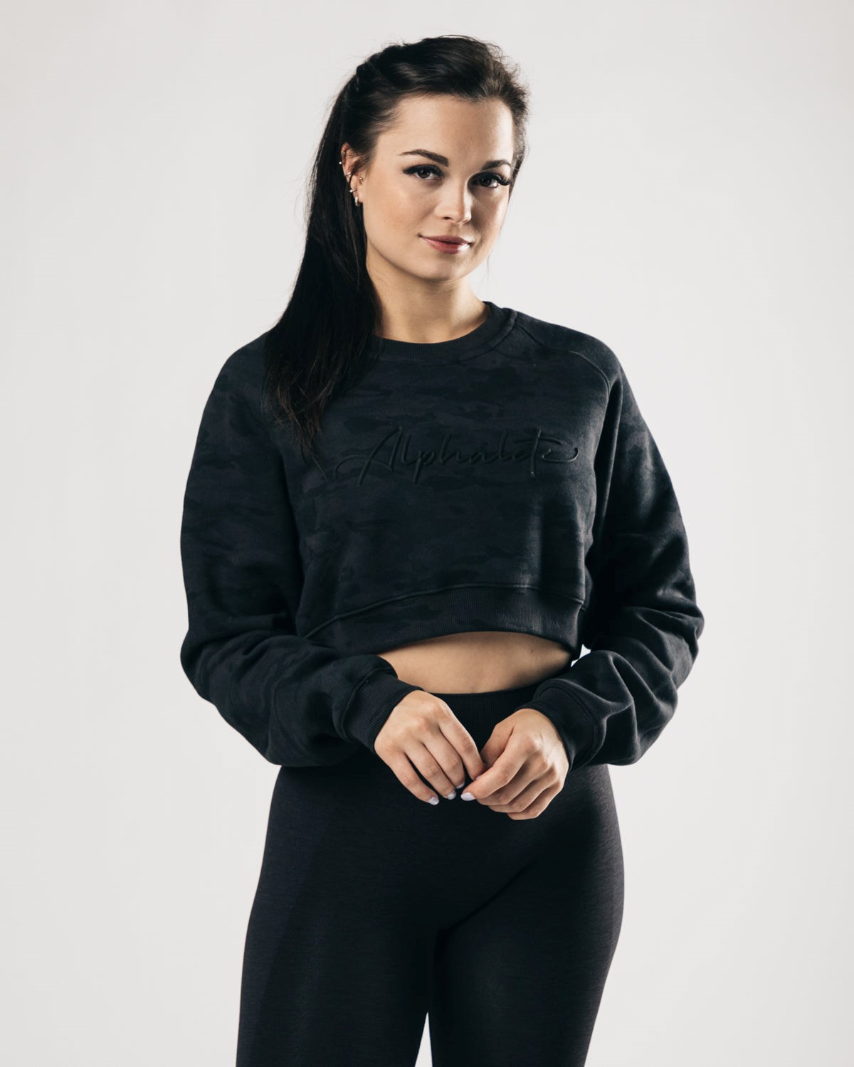 Darkest Hour Alphalete Oversized Fleece Cropped Sweater | DXFWUM705