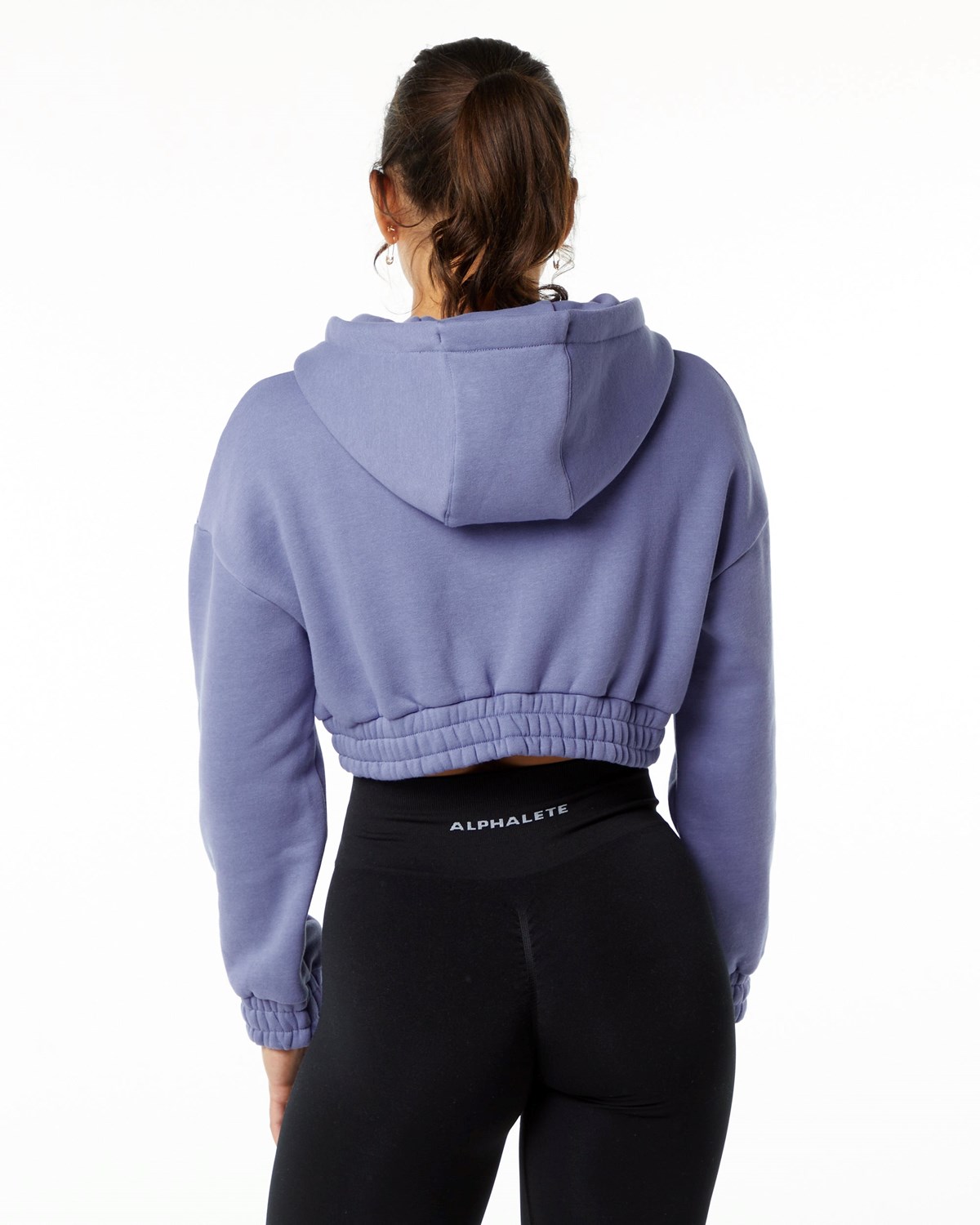 Digital Violet Alphalete Brushed Fleece Half-Zip Crop Hoodie | CIWYJX639