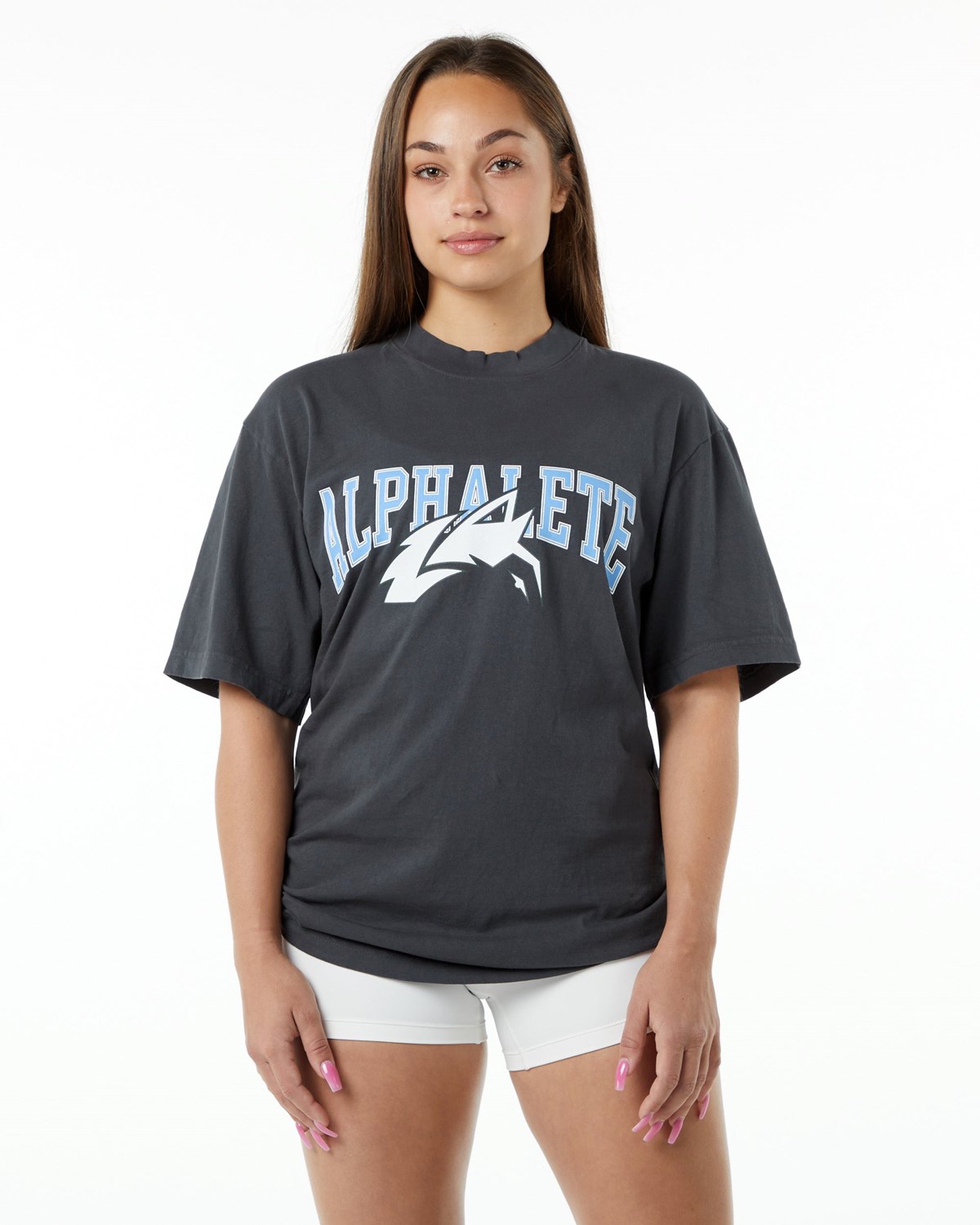 Dolphin Blue Alphalete Heavyweight Oversized Tee | NWRAUL046