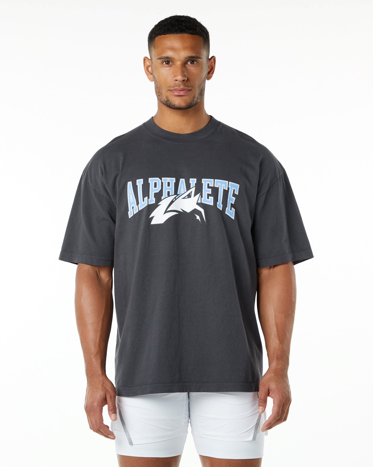 Dolphin Blue Alphalete Heavyweight Oversized Tee | NWRAUL046