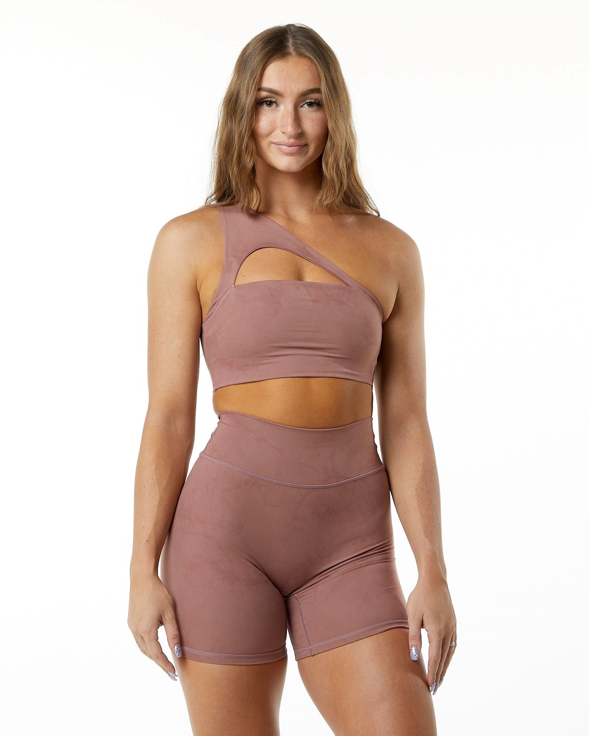 Dusty Rose Alphalete Medium-Impact Luxury Sports Bra | KNXRCT264