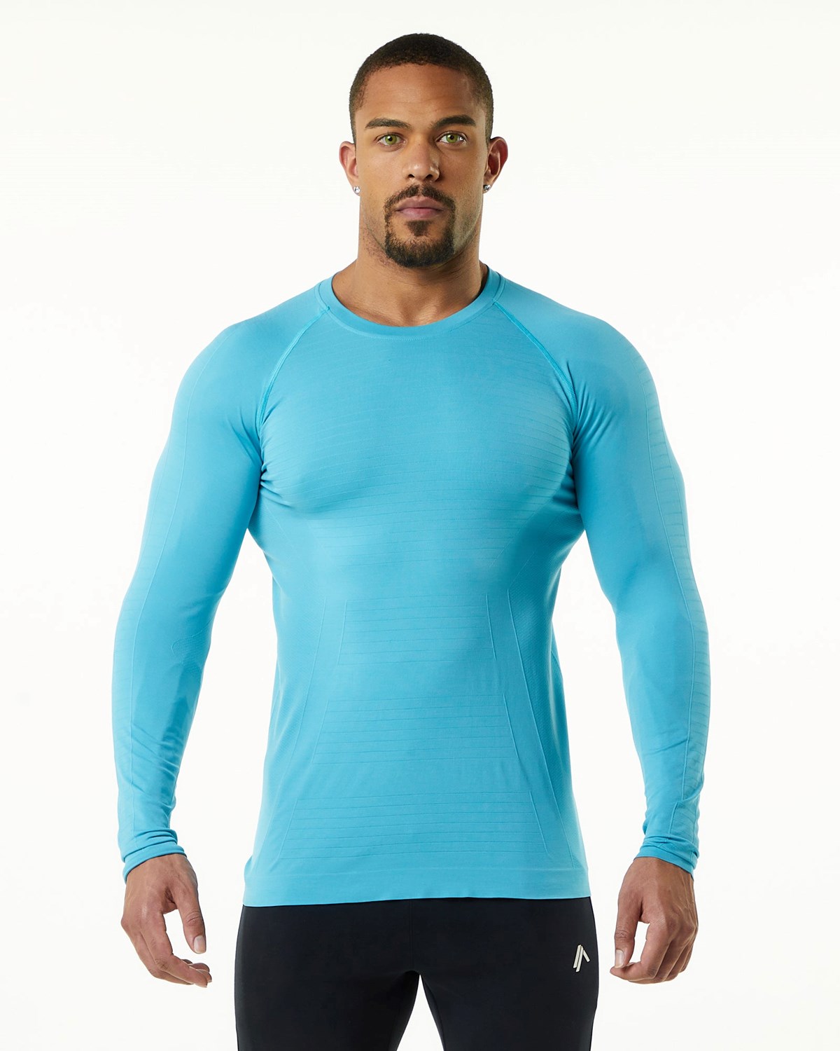 Faded Ocean Alphalete High Performance Seamless Long Sleeve Tee | TMVUDS047