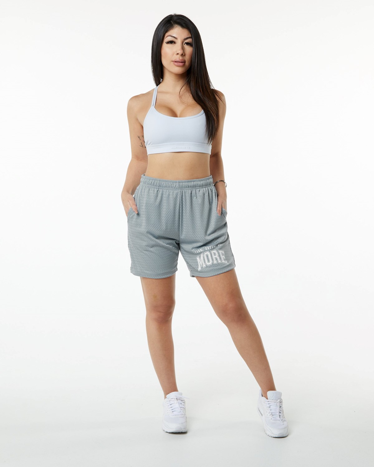 Fog Blue Alphalete Luxury Lined 4-Way Stretch Mesh Short | XAQUIK495