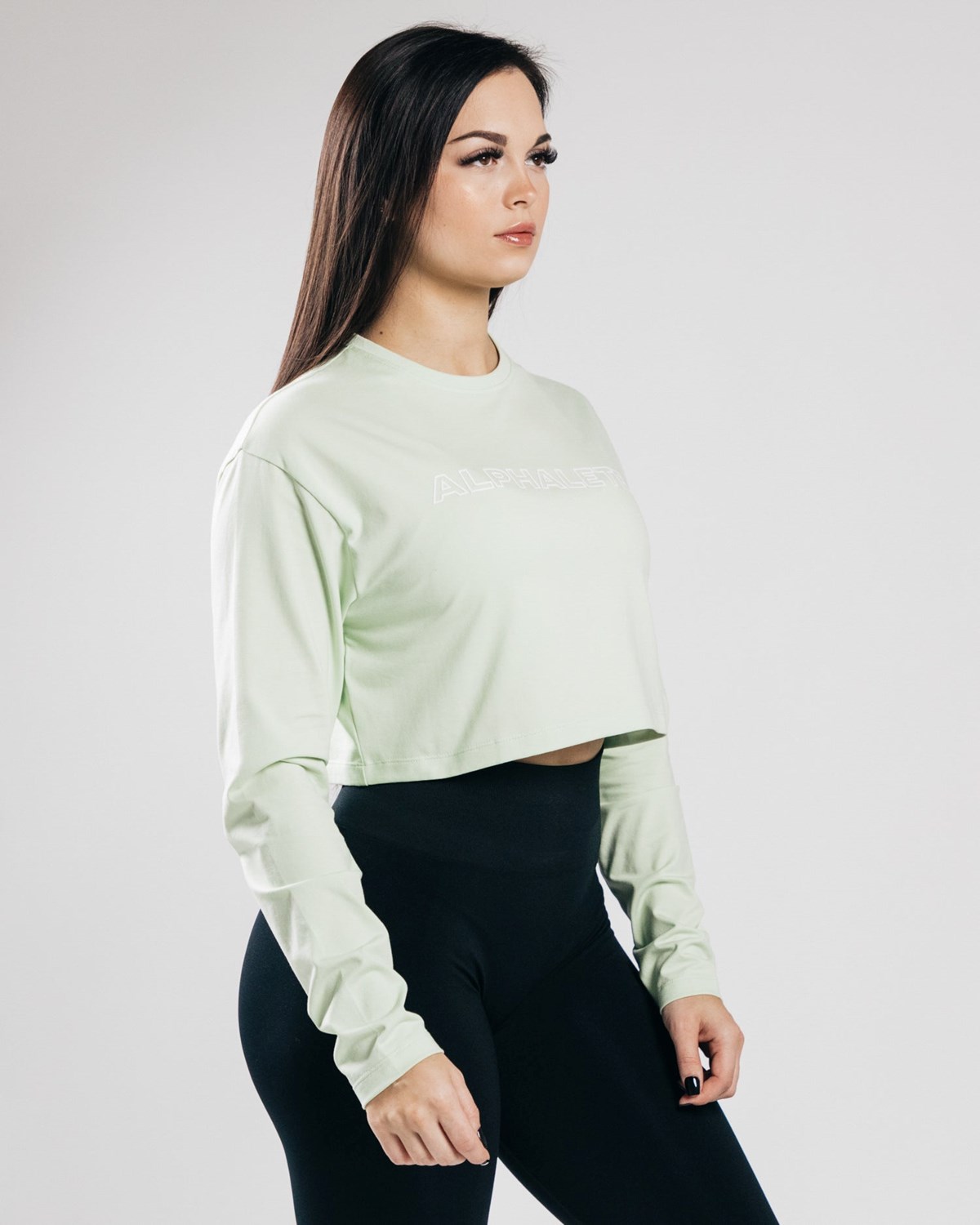 Frozen Spring Alphalete Oversized Performance Long Sleeve Crop | NCIDQG739