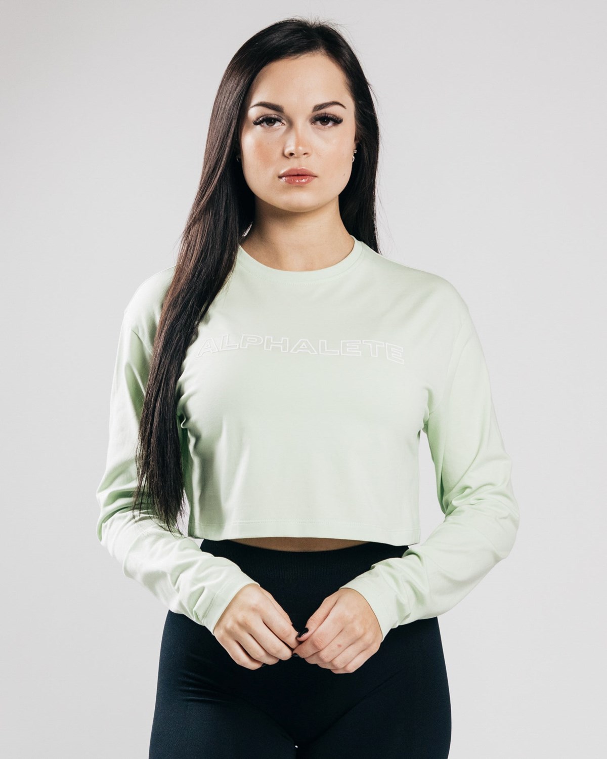 Frozen Spring Alphalete Oversized Performance Long Sleeve Crop | NCIDQG739