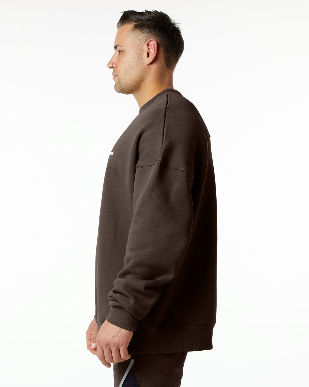 Fudge Brown Alphalete Brushed Fleece Crewneck Sweater | LQCRTD610