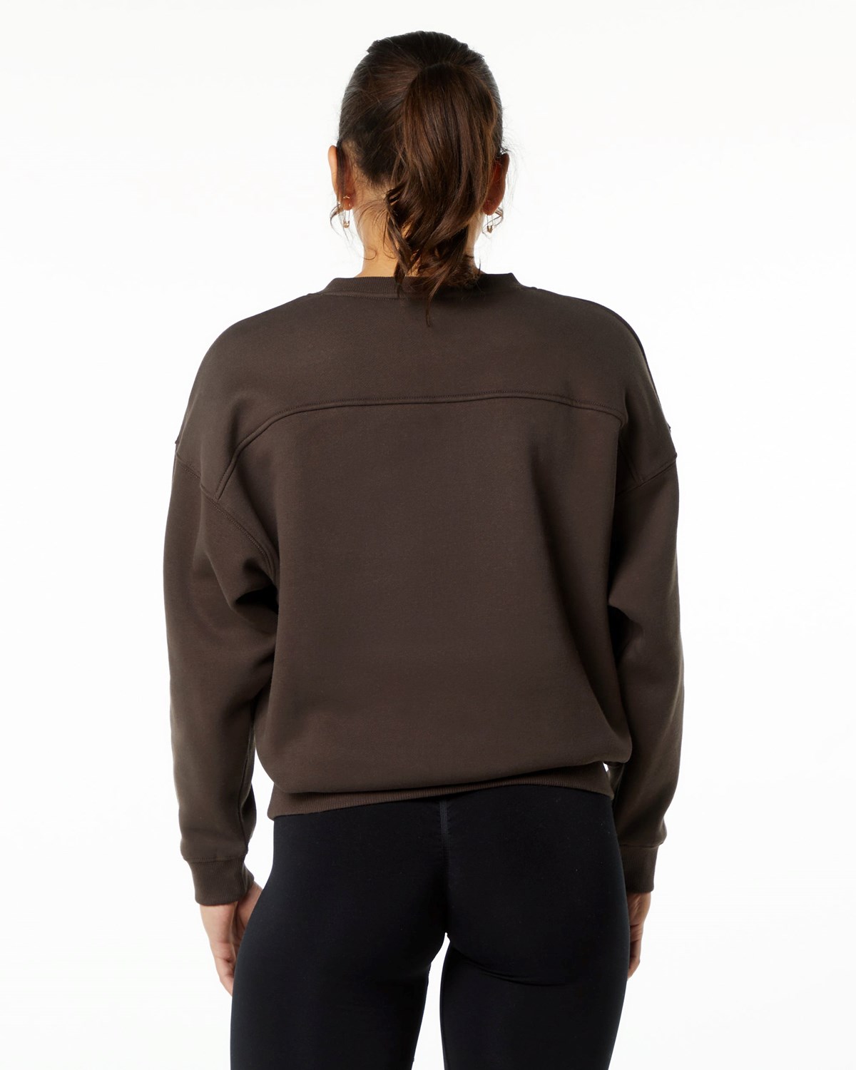 Fudge Brown Alphalete Brushed Fleece Crewneck Sweater | RZGHSO081