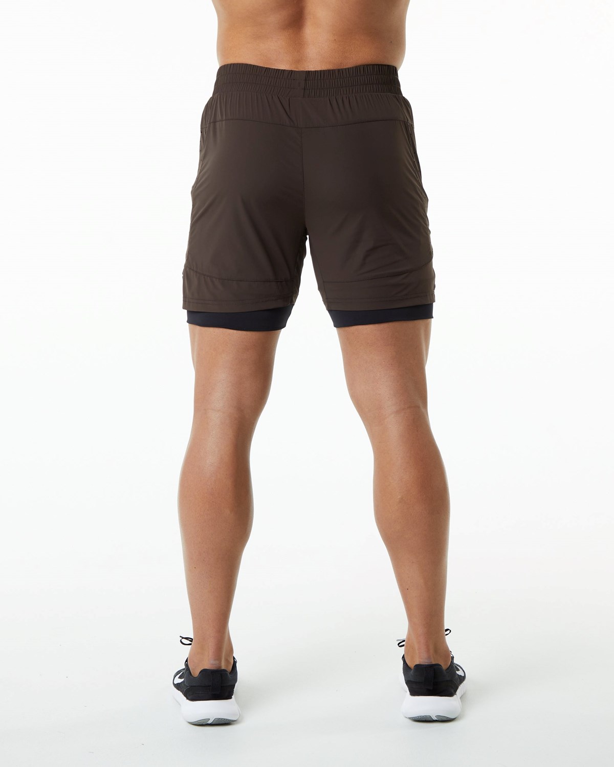 Fudge Brown Alphalete Compression Lined Woven Training Short | TJMHWL263