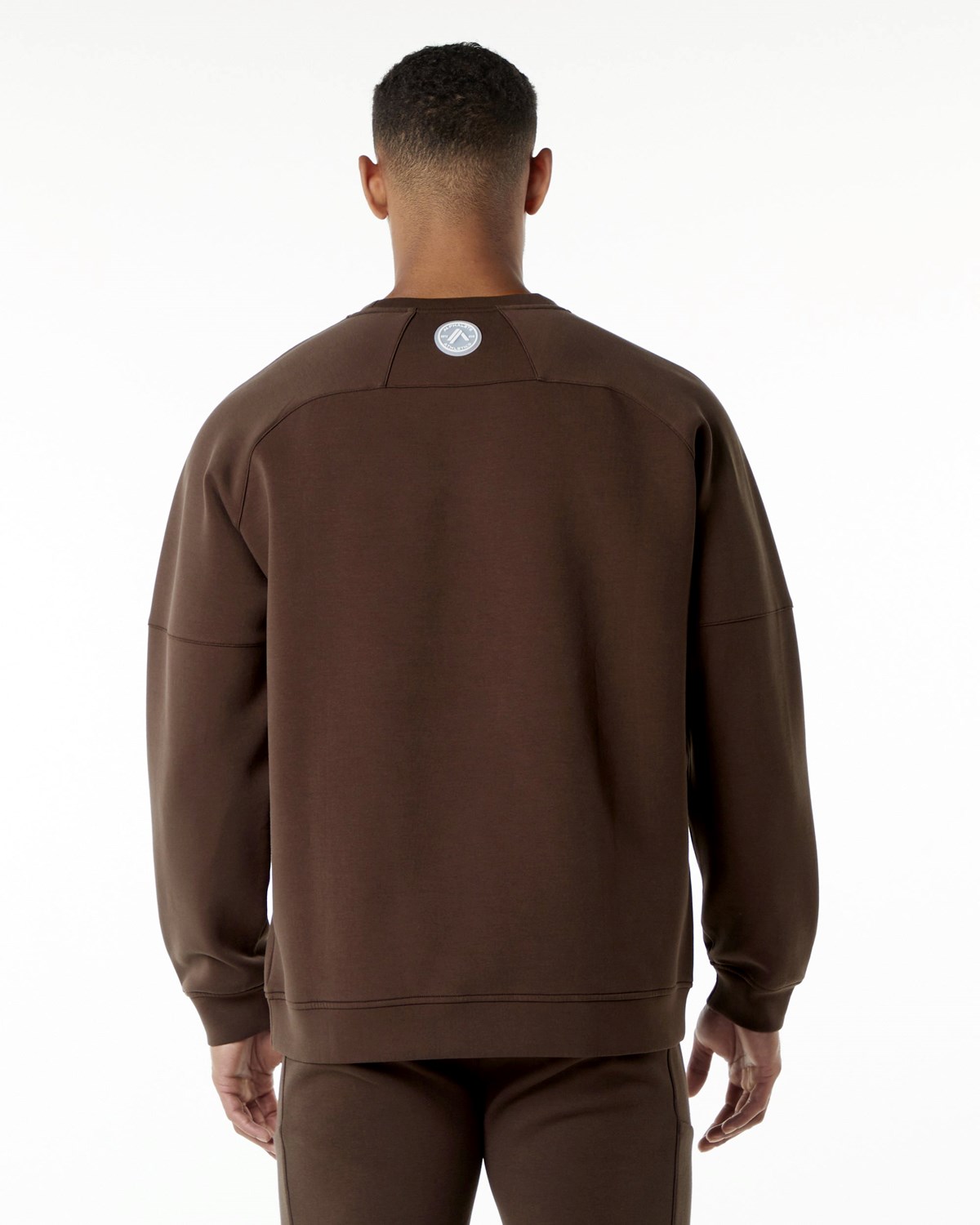 Fudge Brown Alphalete Relaxed Interlock Knit Pullover | ADFWTS902